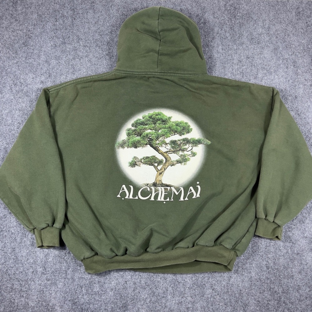 Alchemai Hoodie Green Bonsai Tree Oversized One Size Graphic Boxy Fit